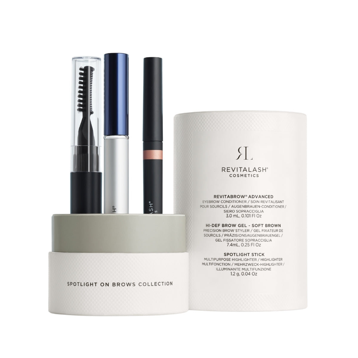 Kit Cejas Spotlight On Brows · Sérum + gel fijador + iluminador