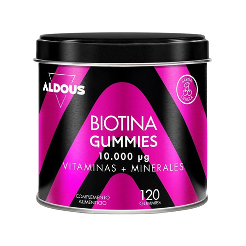 Aldous Bio Biotina con Vitaminas y Minerales, complemento alimenticio 120 gominolas