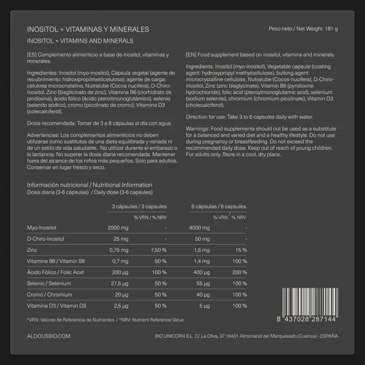 Inositol 210 cápsulas