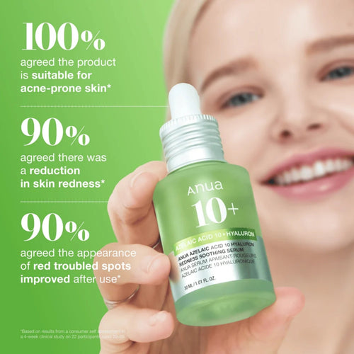 Anua Azelaic Acid 10 Hyaluron Redness Soothing Serum, textura fluida de rápida absorción
