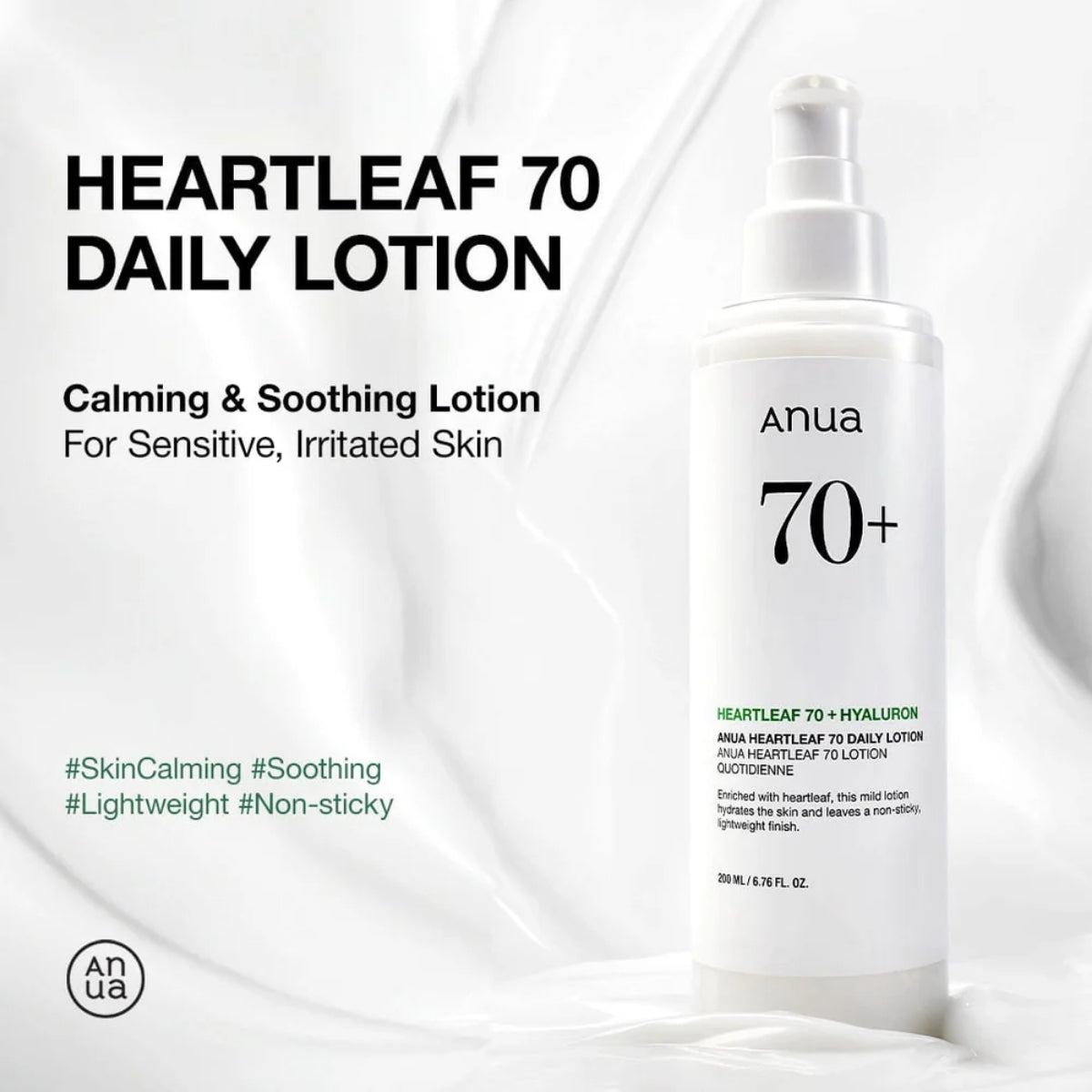 Anua Heartleaf 70% Daily Lotion 200 ml con 70% de extracto de Heartleaf (Houttuynia Cordata)