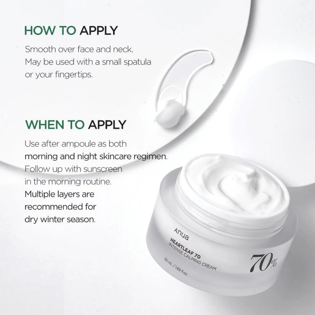 Anua Heartleaf 70+ Ceramide Intense Calming Cream, para pieles secas, sensibles o irritadas