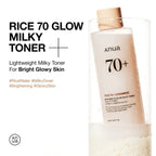 Anua Rice 70+ Ceramide Glow Milky Toner 250 ml con 70% de agua de salvado de arroz