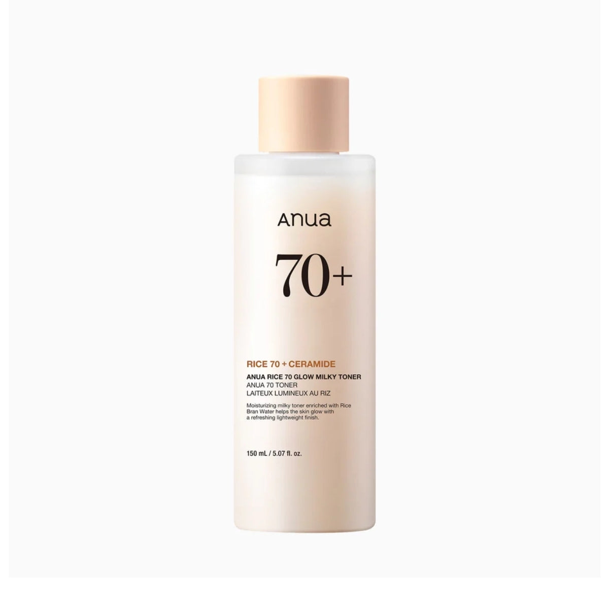 Anua Rice 70+ Ceramide Glow Milky Toner, tónico hidratante facial 250 ml