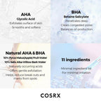 COSRX AHA/BHA Clarifying Treatment Toner con pantenol y alantoína que calman tras la exfoliación