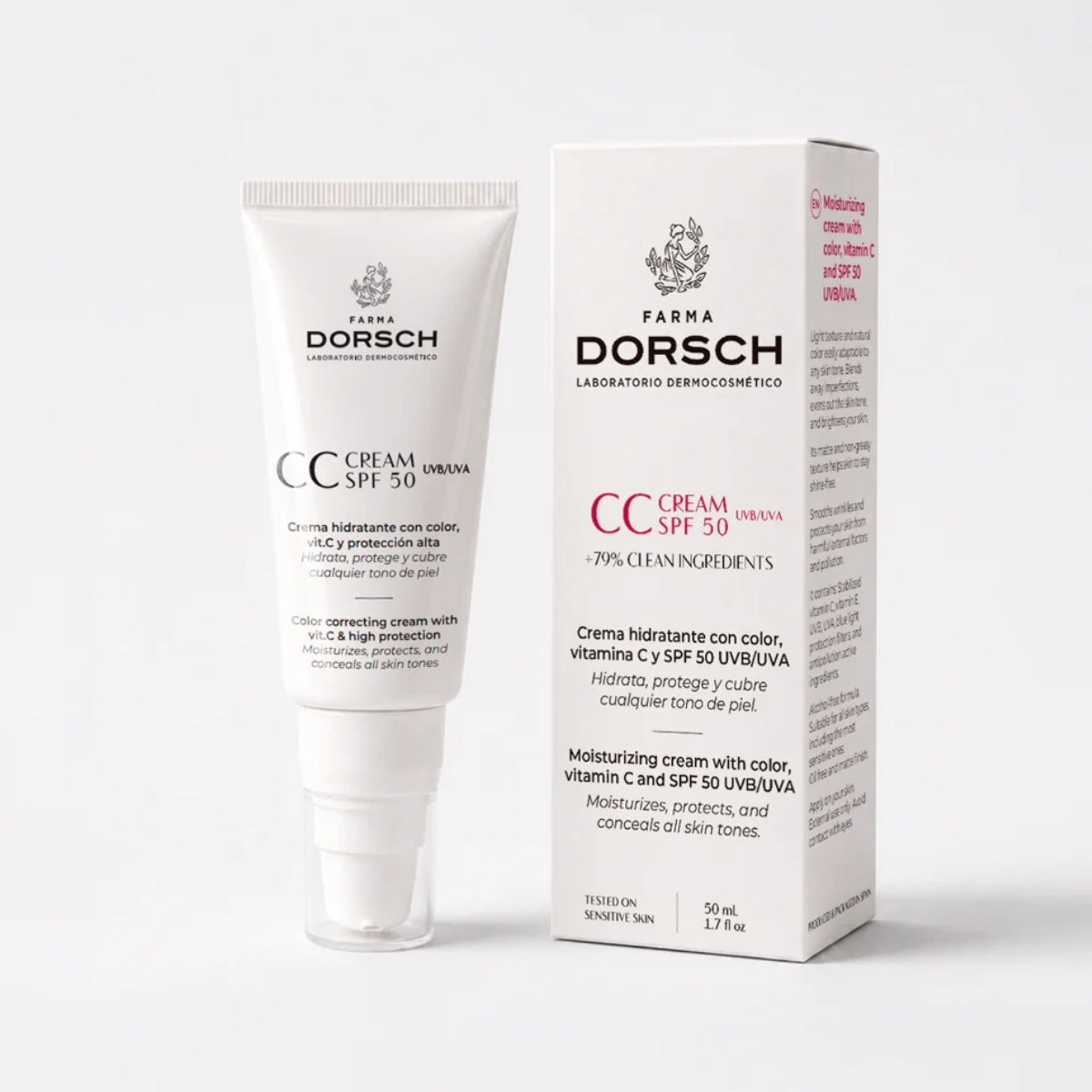 Farma Dorsch CC Cream SPF 50, con ingredientes no comedogénicos, 50 ml
