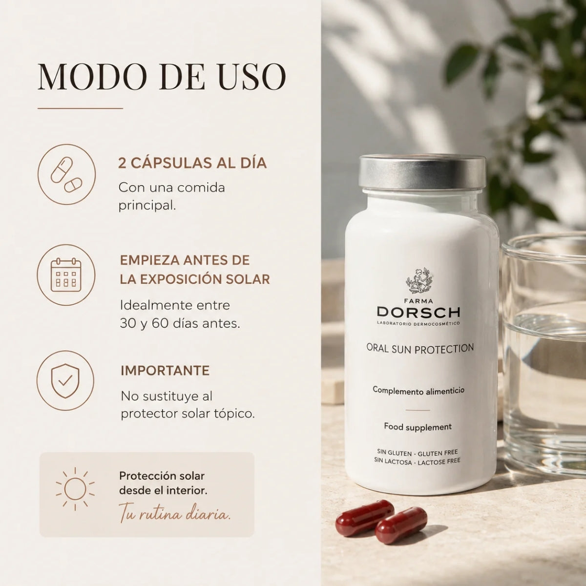 Farma Dorsch Oral Sun Protection, refuerza las defensas cutáneas desde el interior