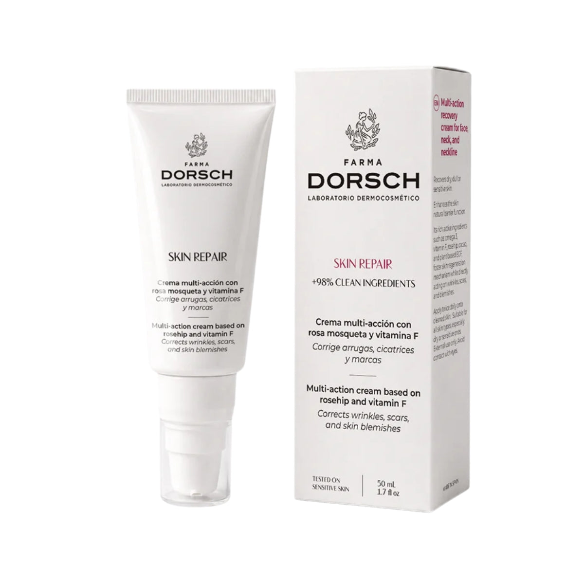 Farma Dorsch Skin Repair, sin parabenos ni alcohol, testada en pieles sensibles