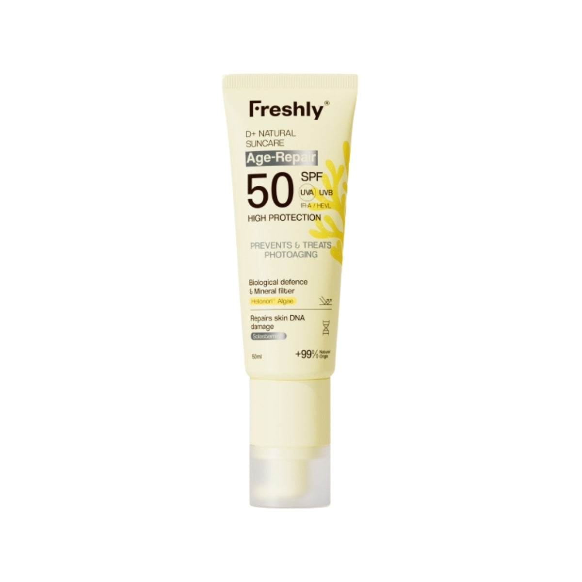 Freshly Cosmetics D+ Natural Suncare Age-Repair SPF 50, protector solar antiedad 50 ml