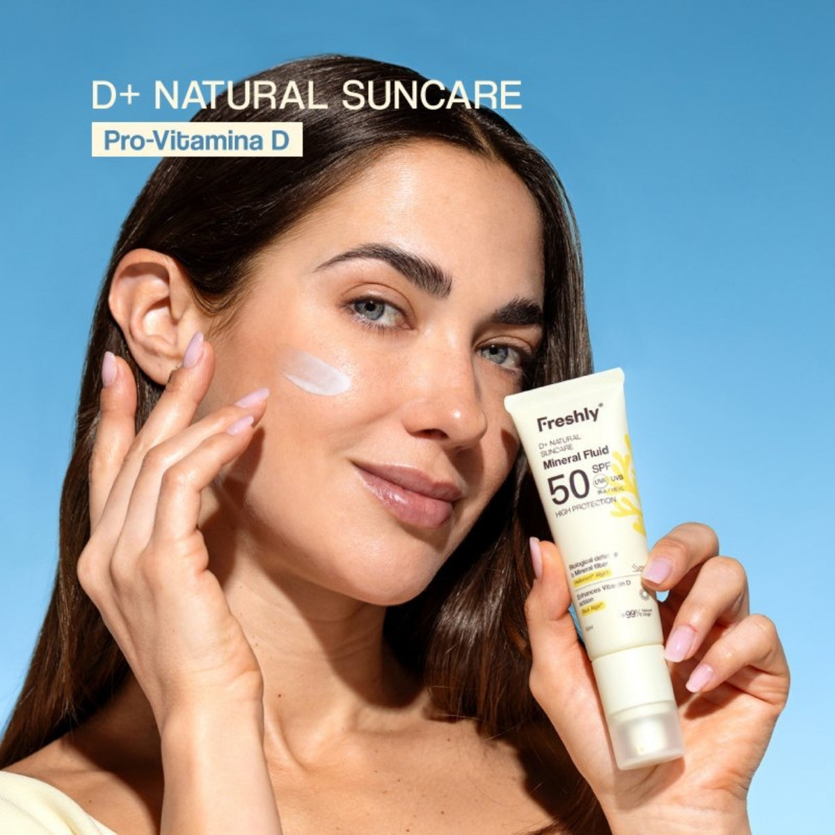 Freshly Cosmetics D+ Natural Suncare Mineral Fluid SPF 50, núcleo 100% mineral de óxido de zinc