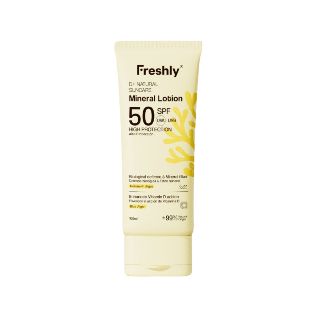 Freshly Cosmetics D+ Natural Suncare Mineral Lotion SPF 50, protector solar corporal 100 ml