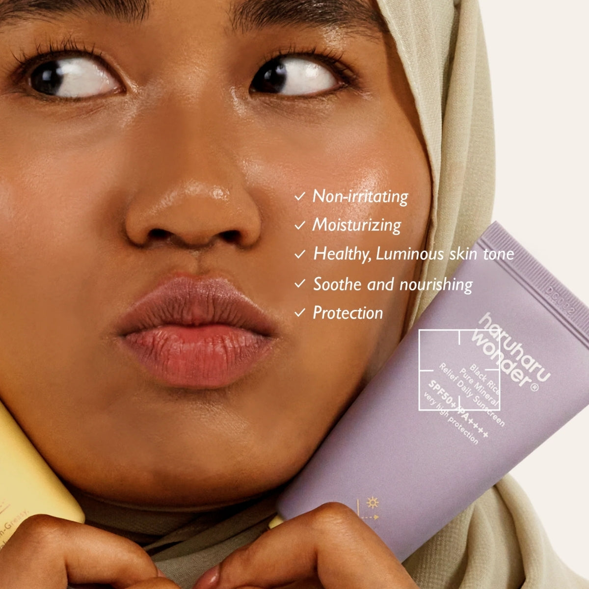 HaruHaru Wonder Black Rice Pure Mineral Relief Daily Sunscreen, protección UVA y UVB de amplio espectro