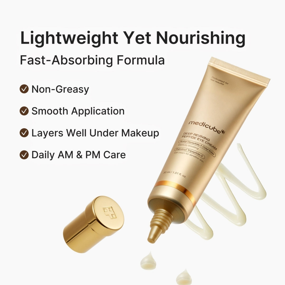 Medicube Deep Lifting Peptide Eye Cream For Face, reafirma la mirada y suaviza las líneas finas