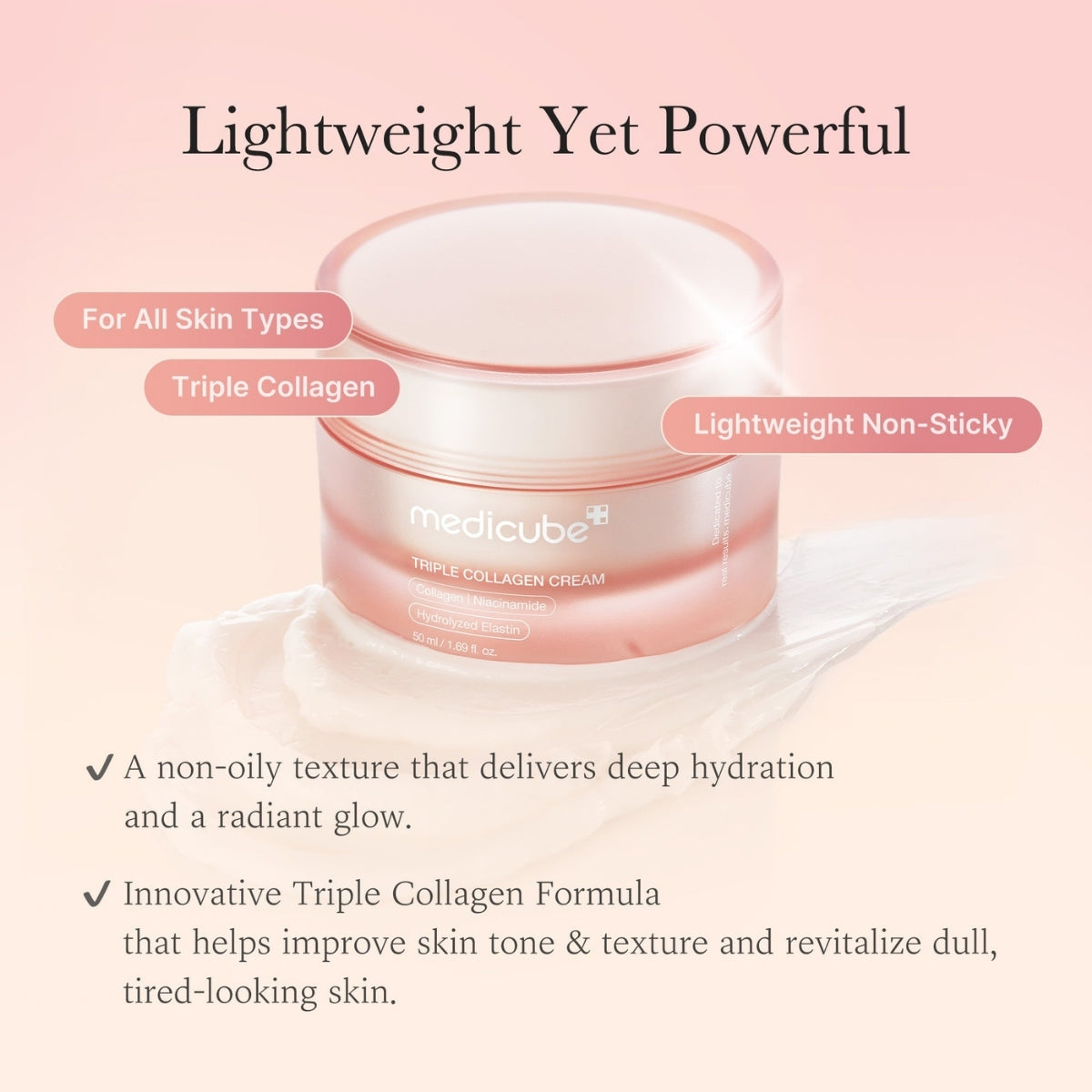 Medicube Triple Collagen Cream, refuerza la elasticidad para un aspecto más firme