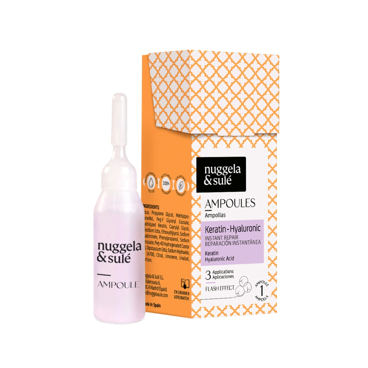 Ampollas keratina-hialurónico pack 4 uds 10 ml