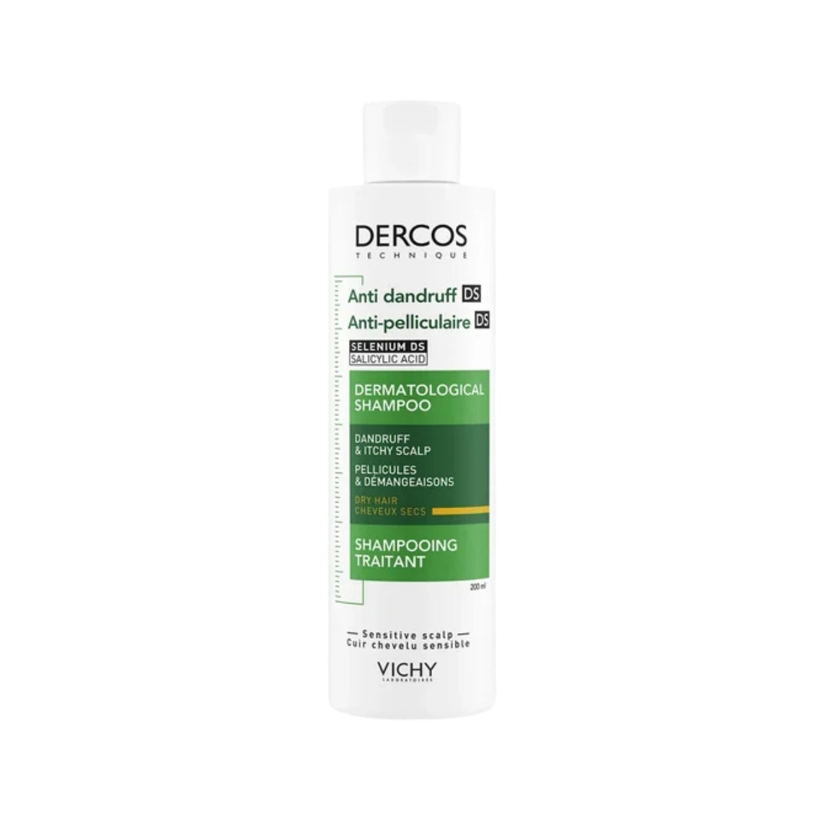 Vichy Dercos Champú Anticaspa Cabello Seco, champú para cuero cabelludo 390 ml