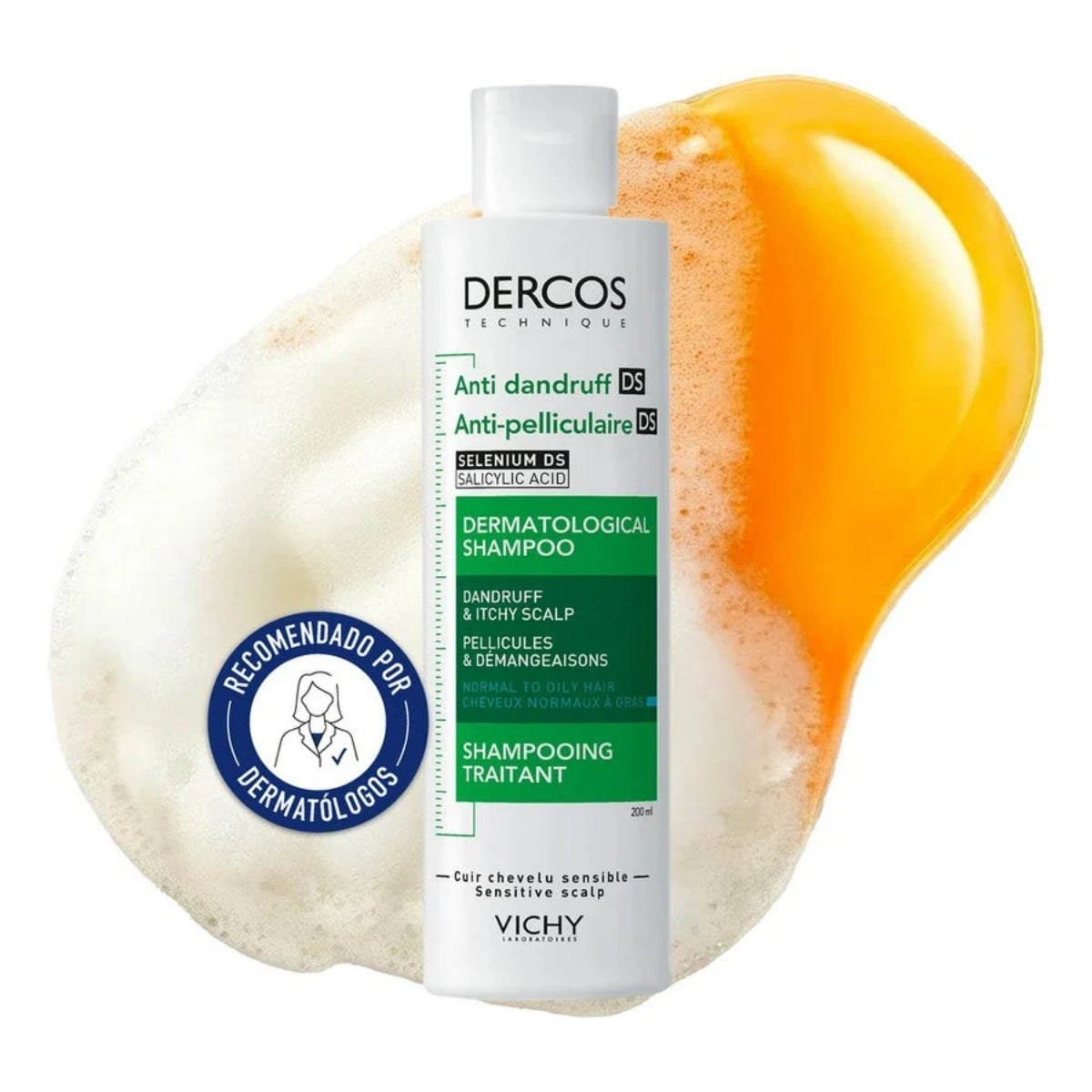Vichy Dercos Champú Anticaspa Normal y Graso 390 ml, trata la caspa desde su origen