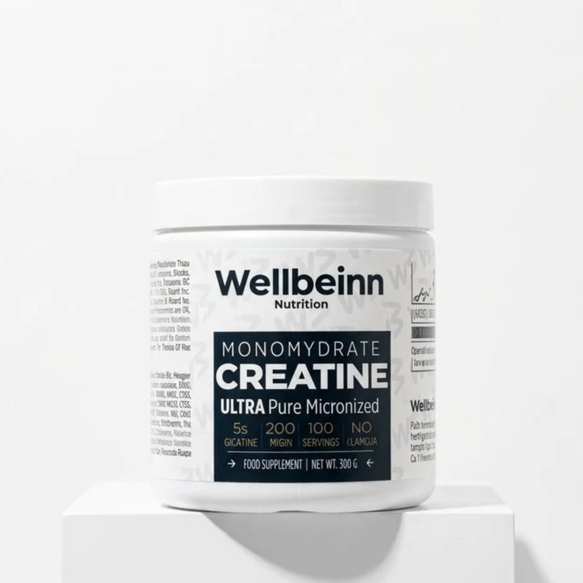 Wellbeinn Creatine Monohydrate Ultra Pure 200 Mesh, 300 g para 100 tomas de 3 g