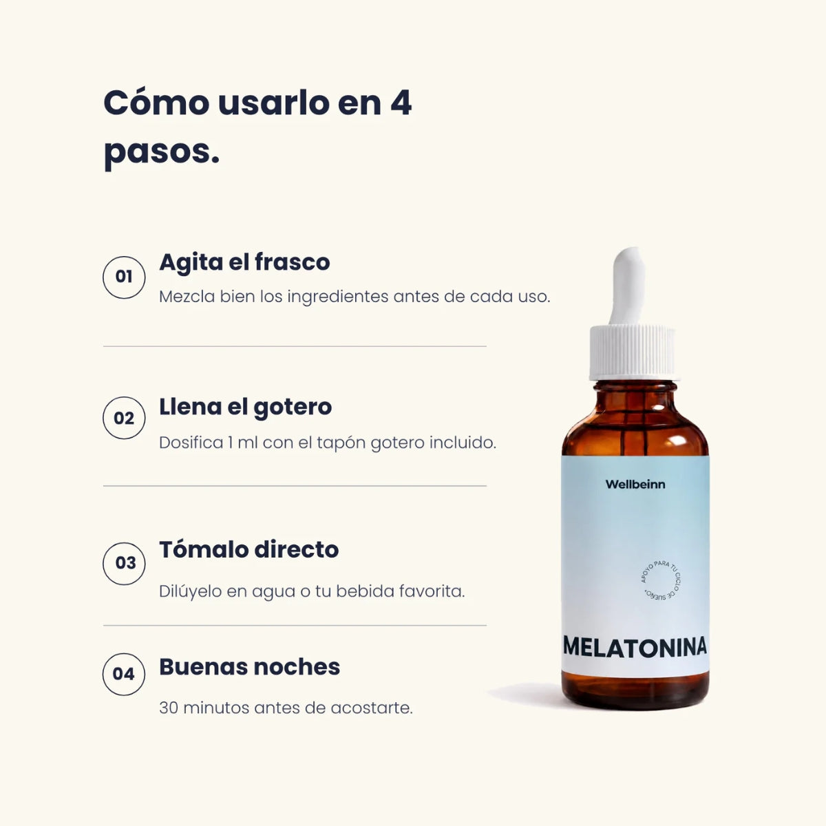 Wellbeinn Melatonina + Vitamina B6, absorción sublingual para acelerar el efecto
