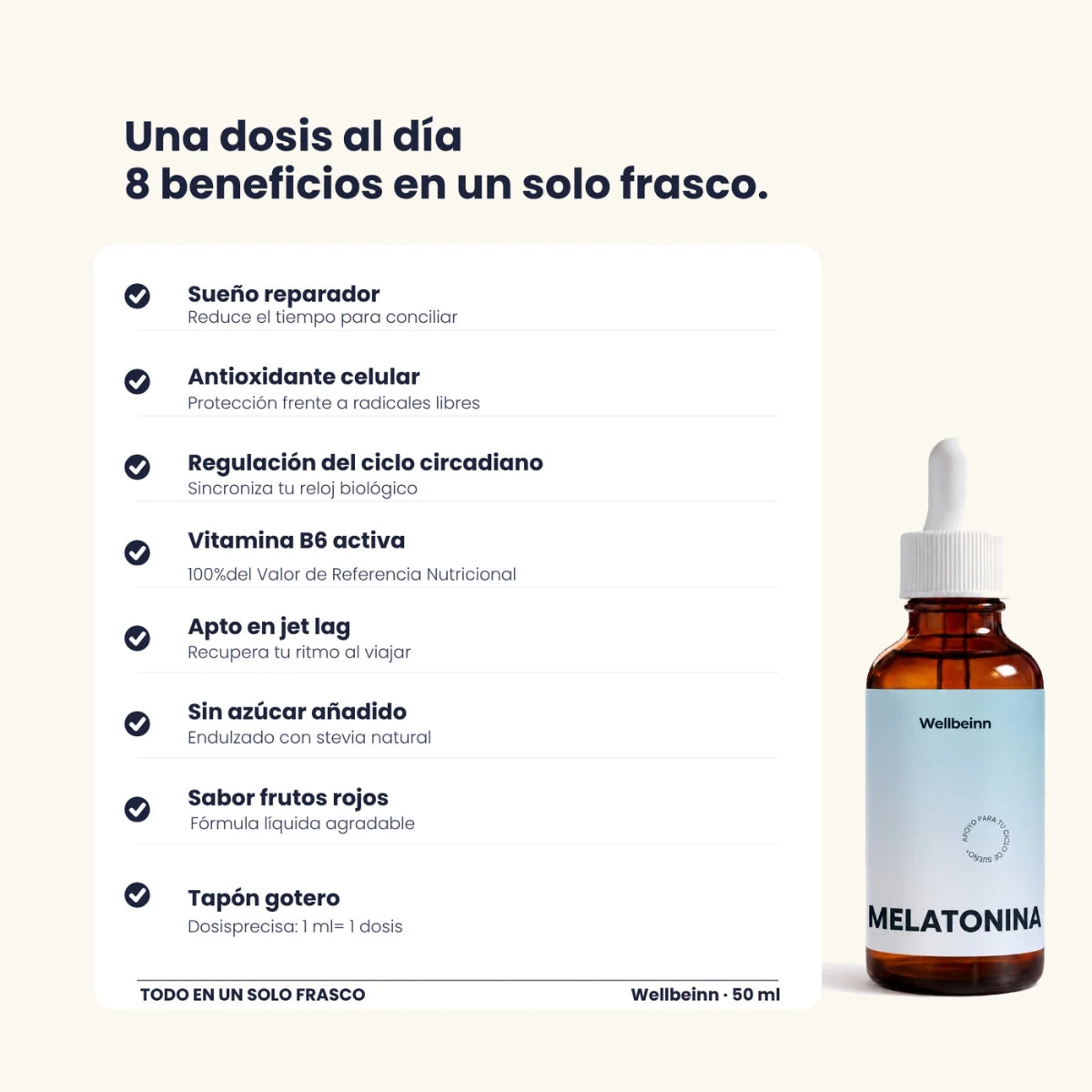 Wellbeinn Melatonina + Vitamina B6, ayuda a reducir el tiempo para conciliar el sueño